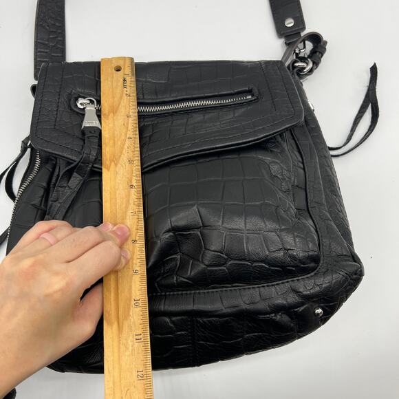 Aimee Kestenberg Leather Shoulder Bag Black Croco - Picture 6 of 15